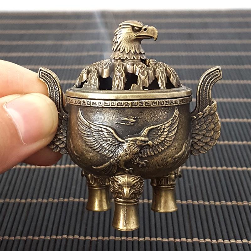 New Alloy Incense Burner Hollow Out Four Legged Stick Holder Mini Sandalwood Censer Home Decoration