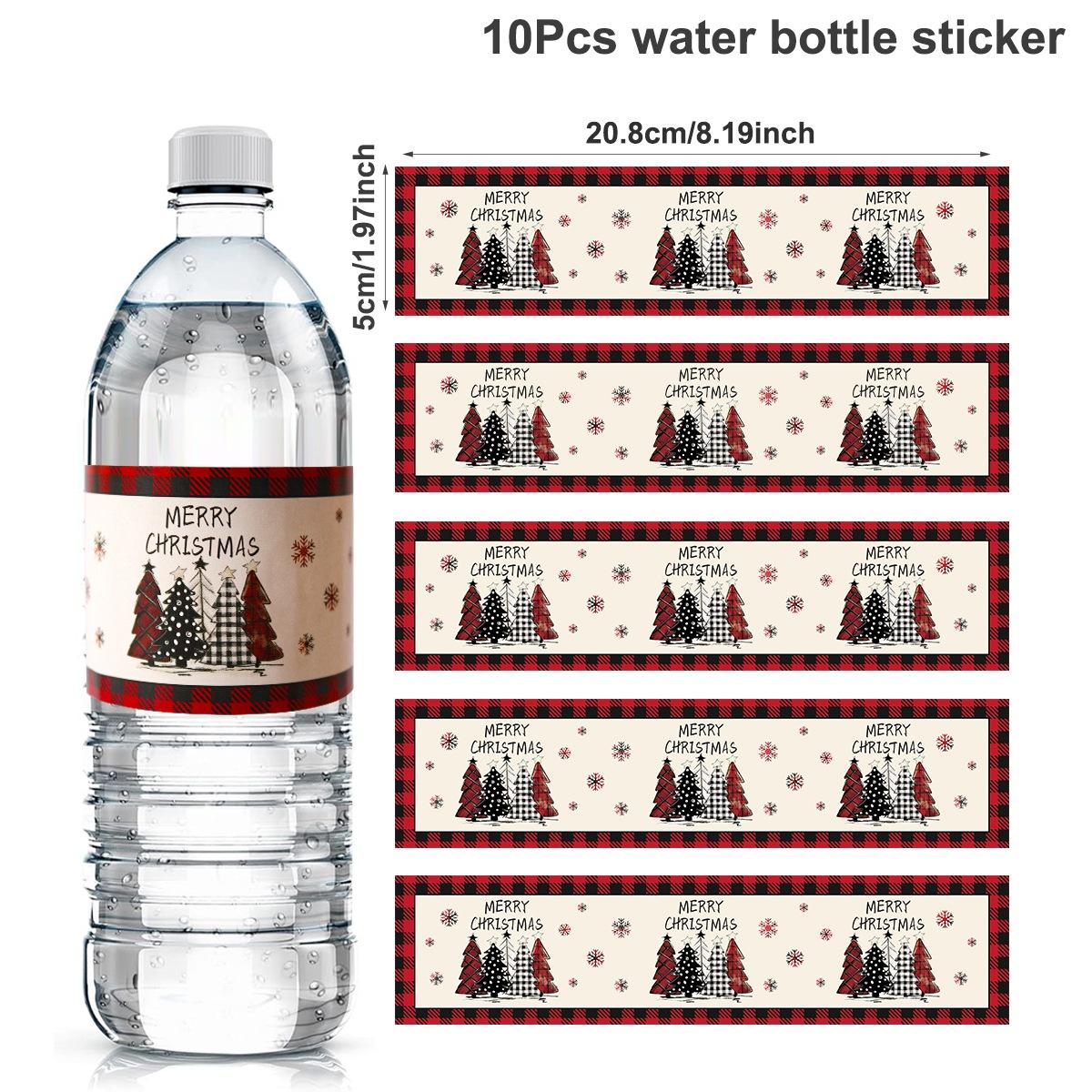 

10pcs Christmas Water Bottle Label Santa Claus Snowman Sticker Christmas Decorations for Home 2026 Navidad Gifts New Year 2026