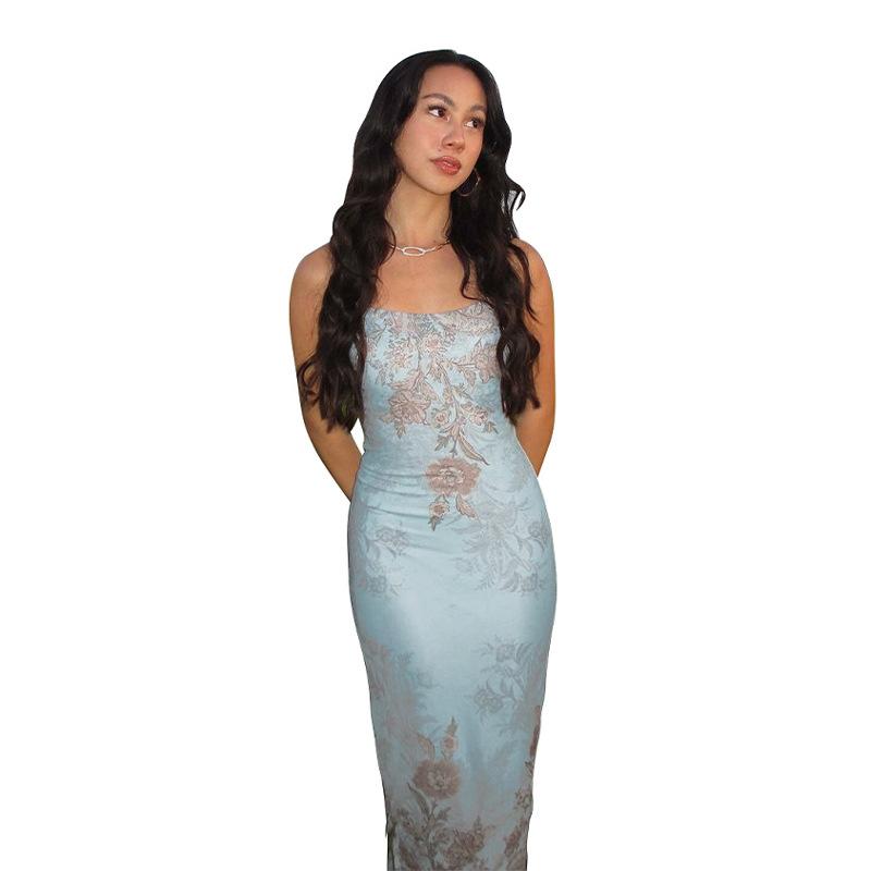 

Женское летнее синее платье с бретелью через шею в стиле ретро с принтом в стиле тай-дай Spice Sexy L синий