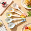 Long Handle Hand-Painted Ceramic Spoon - Cute Cartoon Design