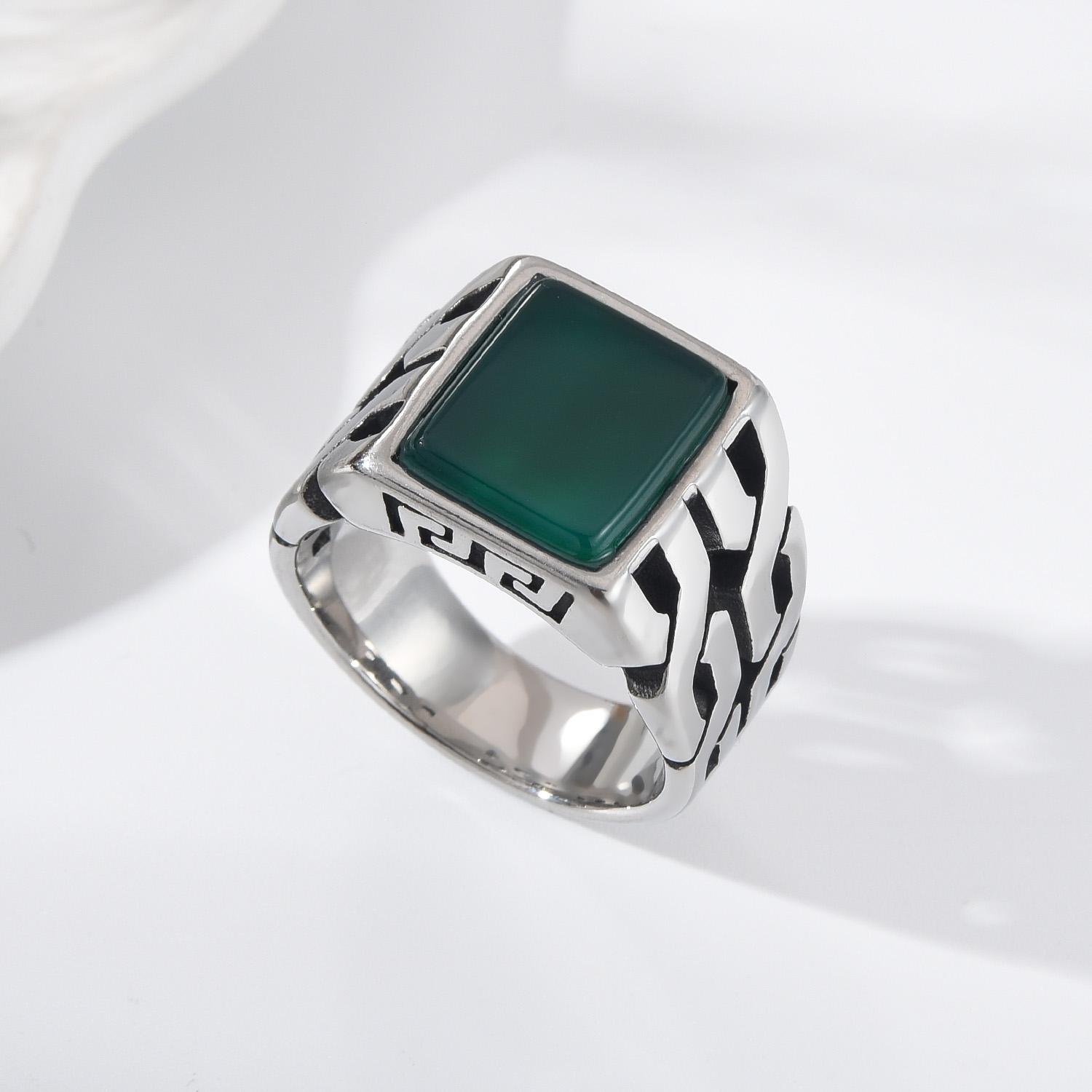 A3506 Men s High Quality 316LStainless Steel Onyx Watchband Rings Classic Fashion Trend Jewelry Product 7