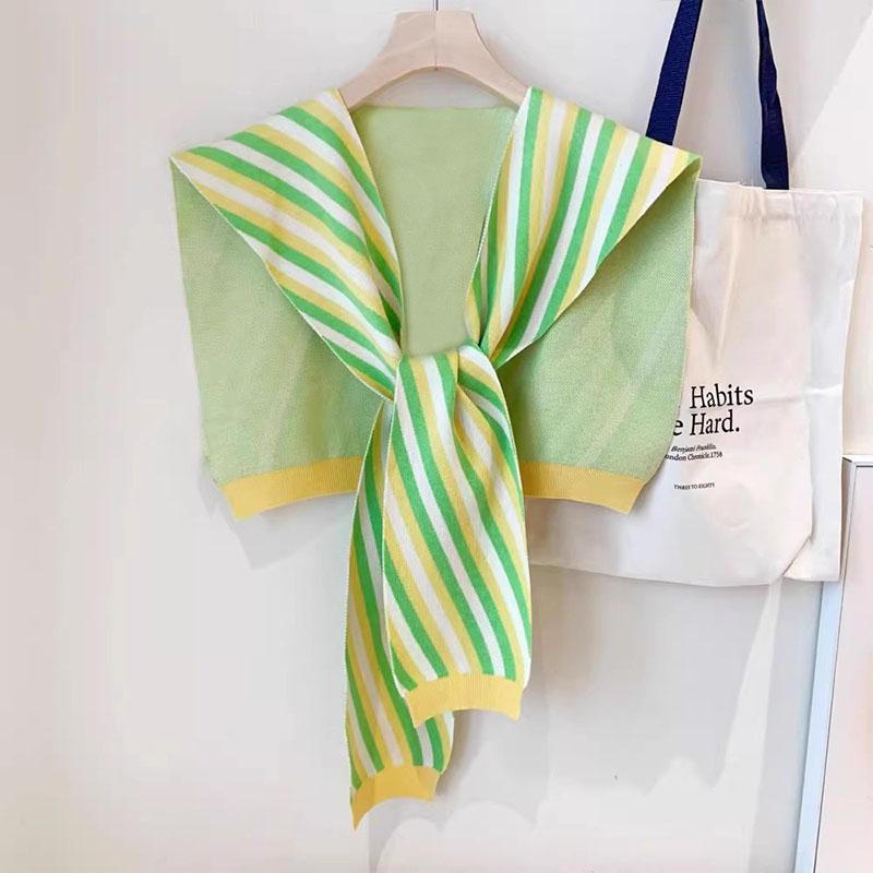 Fashion Stripe Knit Scarf Cute Neck Warmer Circle Fake Collar Front Tie False Collar Women Detachable Collar For Women