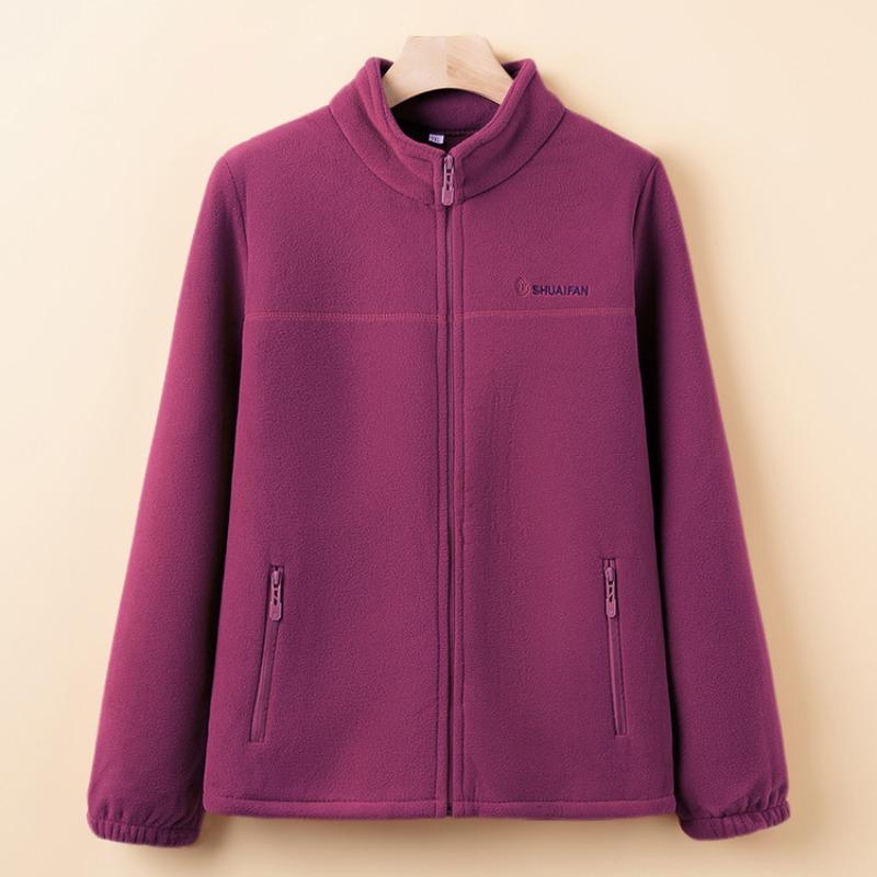 Mom's New Granular Fleece Jacket, Spring and Autumn Fleece Thickened Warm Cardigan, Medium and Old Women's Top