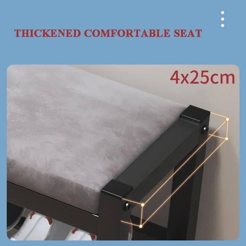 Changing Entryway Shoes Bench with Shoe Storage Cabinet Carbon Steel Shoe Rack for Hallway Seat Stool Space Saving Furniture
