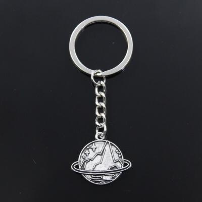 Hot Fashion Saturn Planet Spark Star 25x28mm Pendant Key Ring Chain Silver Color Men Car Gift Souvenirs Keychain