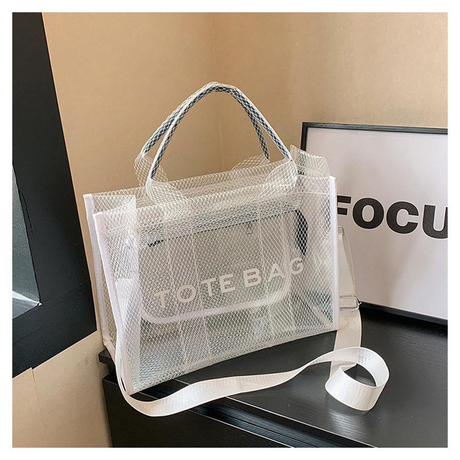 Fashion New High Capacity PVC Women's Bag Transparent Tote Bag Jelly Bag Handheld One Shoulder Crossbody Tote Bag