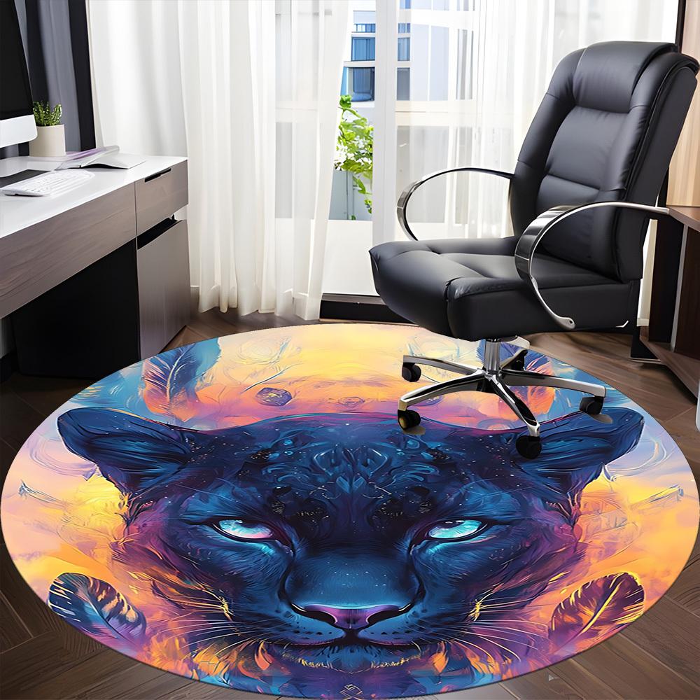 1pc Panther, Abstract Art Chair Carpet for Office, Soft Flannel Throw Mat, Perfect for Office,Holiday Party Decoration Choice yy251113067