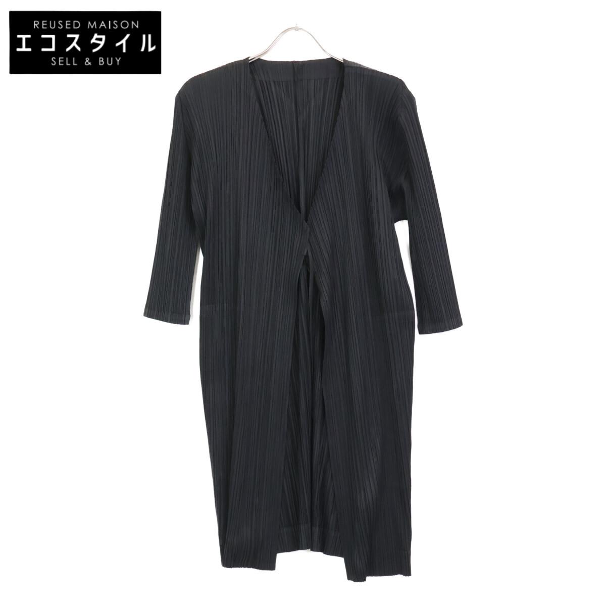 

PLEATS PLEASE 18Stainless Steel PP81-JA642 Black Long Pleated Cardigan tops 2 blackUsed