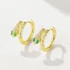 Retro Cold and Trendy Green-eyed Snake Ear Buckle Design Sense Small Mini S925 Sterling Silver Needle Zircon Snake Earrings