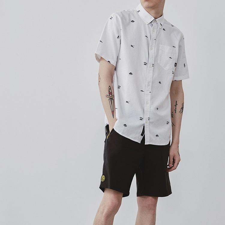 Vans Beach Allover Print Sports Casual Breathable Short Sleeve Shirt Men Shirts White VN0000MYYQJ