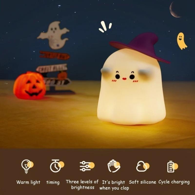 Cute Magician Night Light USB Rechargeable Bedside Nightlights Dimming For Children's Halloween Party Holiday Gifts Bedroom Deco