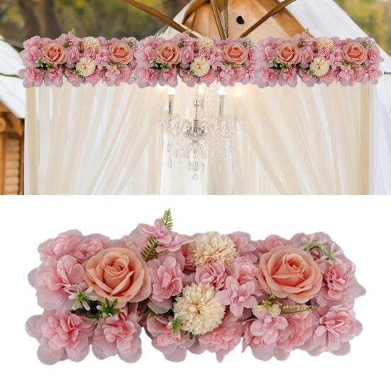 Artificial Rose Flower Row Faux Silk Rose Panel Backdrop DIY Floral Wall Decor for Wedding Arch Reception Ceremony Centerpiece Birthday Party Decor