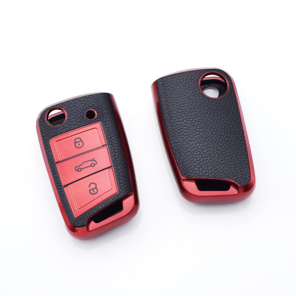 TPU Leather Shell Fob For Volkswagen VW Tiguan SEAT Ateca Leon FR 2 Ibiza Golf 7 ALLTRACK MK7 Skoda Octavia Car Key Case Cover