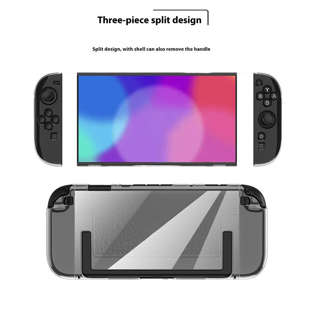 SW2D05 For Nintendo Switch 2 Game Console Case Diamond Texture Transparent TPU + PC Split Protective Cover