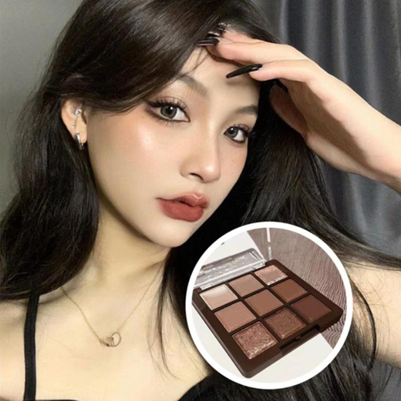 Herorange 9 Kleuren Glitter Oogschaduw Palet Chocolade Bruin Shimmer Mat Oogschaduw Palet Waterdicht Koreaanse Make-up Cosmetica