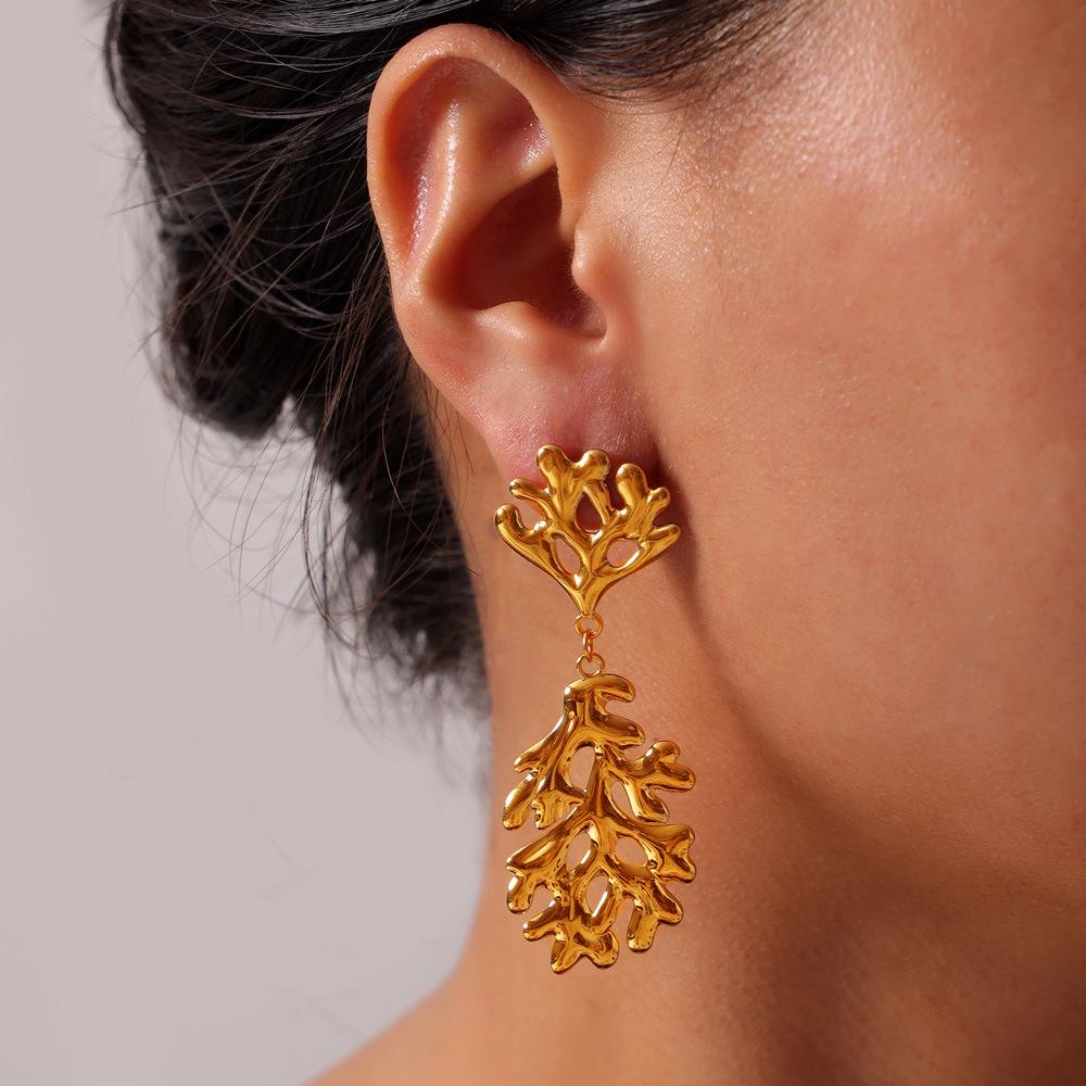 

European & American Style Minimalist Geometric Texture Titanium Steel Earrings