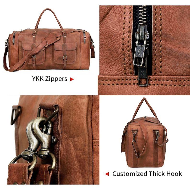 Personalized Leather Travel Bag Leather Weekender, Leather Overnight Bag, Duffel for Men Vacation Duffel Carry On Cabin Holdall Bag