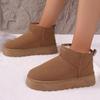 Women Winter Large Size Round Toe Thick Sole Snow Boots Casual Short Tube Velvet Fur Warm Cotton Shoes Solid Color 36-41