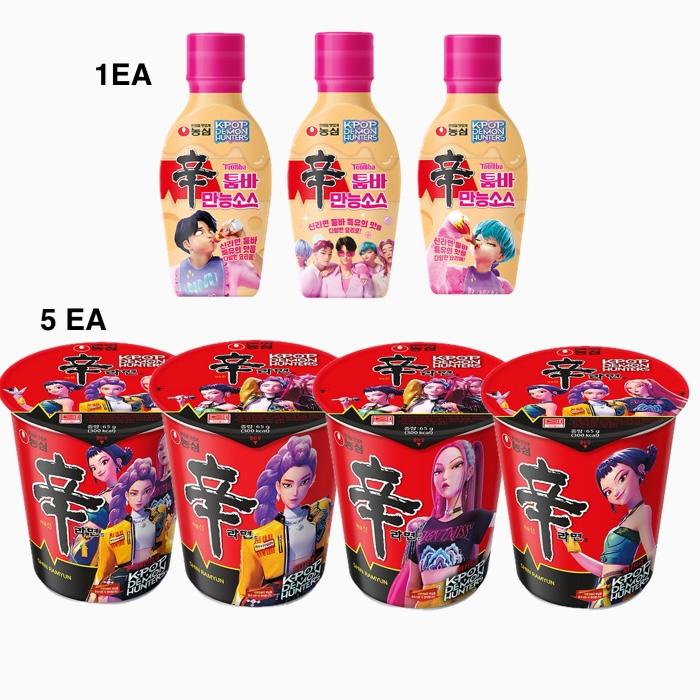 Nongshim Shin Ramyun Cup 65г × 5 + Соус ShinTumba 285г × 1 – Коллаборация с K-Pop Demon Hunters (Случайный дизайн)