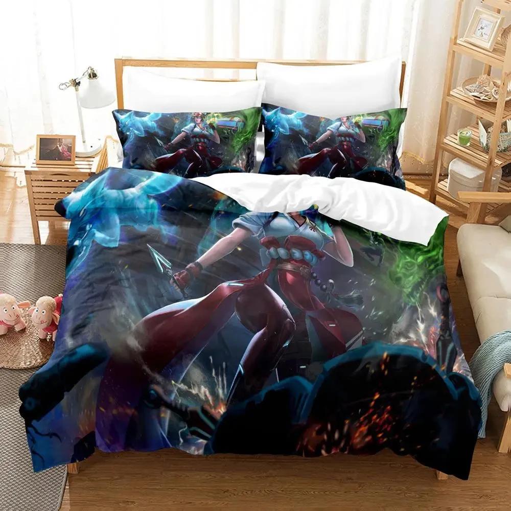 Comforter Game Overwatch Kiriko Heads Bedding Set Boys Girls Twin Queen Size Bed Kids Adult Home Textileextile