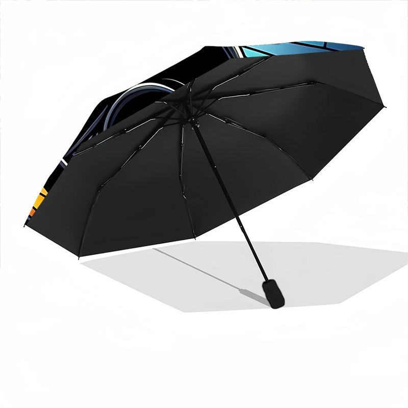 1pc Stained Cat Automatic Open/Close Umbrella, Umbrella with cartoon Design, Portable Compact Umbrella for Men & Women, Good Holiday Gift yy