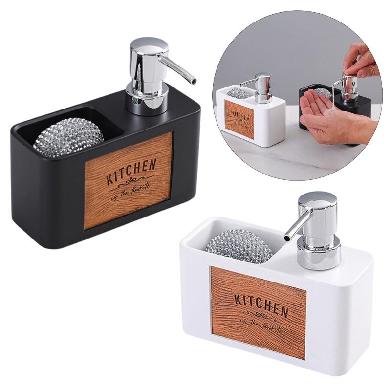 Kitchen Soap Dispenser Set with Sponge Caddys 2in1 Kitchen Soap Dispenser Set for Kitchen Sink,Bathroom Kitchen Gadgets