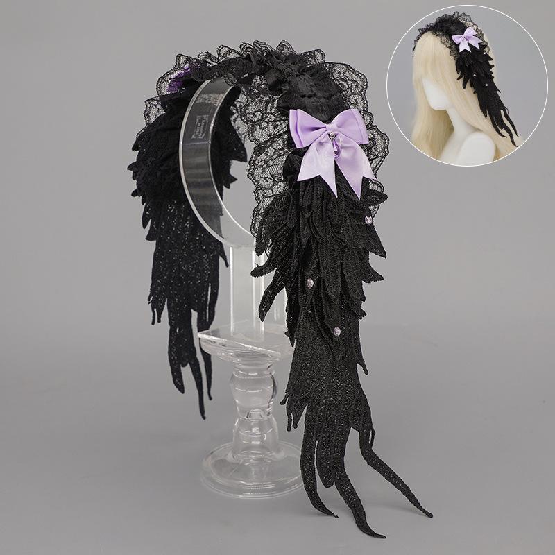 

Dark Gothic Angel Wings Headband Subculture Primordial Wings Hair Accessories Punk Style Lolita Wings Headdress One size fits all