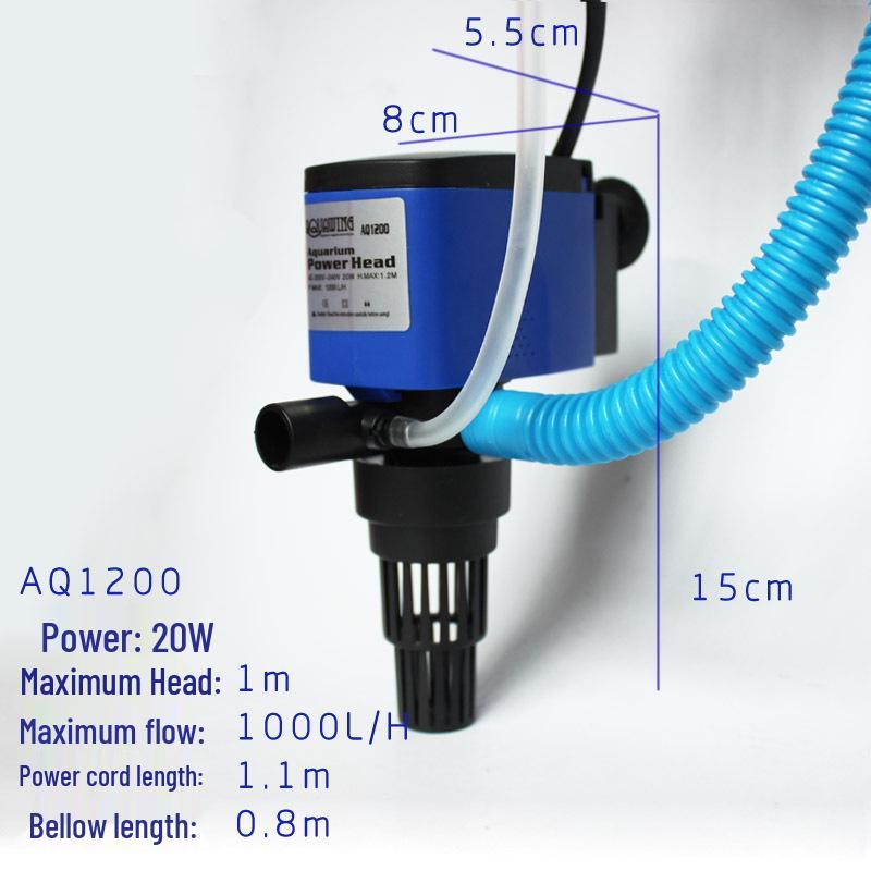 Three-in-One Submersible Fish Tank Pump & Filter with Circulation and Oxygenation