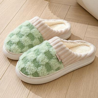 Autumn and Winter Thick-soled Plush Slippers Household Women's Indoor Home Simple Warm and Light Confinement Winter Cotton Slippers