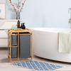 Laundry Basket Made of Bamboo, 3 Removable Baskets 50 cm x 32 cm x 69.7 cm Natural Gray