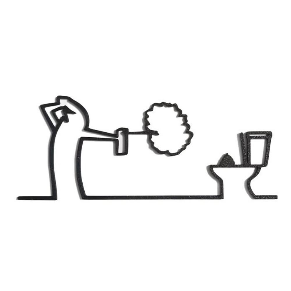 

Funny Toilet Sign Minimalist Door Art Sign Wall Hanging Line Art Decoration Home Wall Decoration 8.07x3.15 in