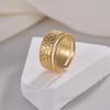 Stainless Steel Irregular Geometric Open Rings For Women Gold Color Texture Couple Wedding Ring Trendy Elegant Aesthetic