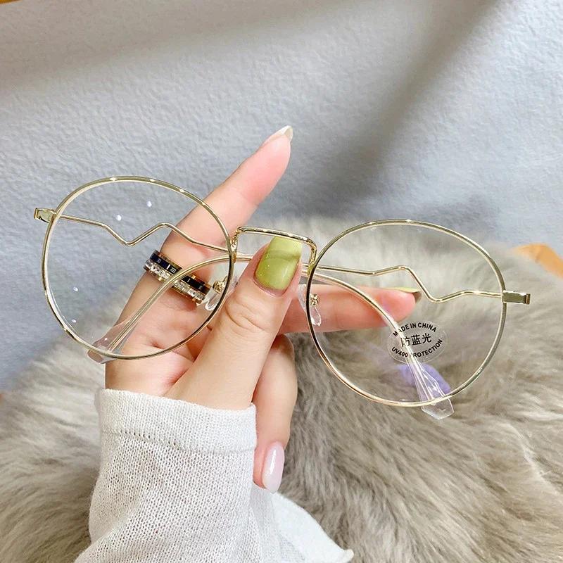 Women'S Glasses Alloy Popular Square Eyeglasses Ultralight Trendy Korean Clear Frame Metal Glasses