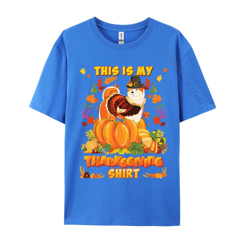 Mens Tshirts This Is My Thanksgiving Akita Dog Bless T Shirt Cool Tees For Men Loose Tops Tees Cotton
