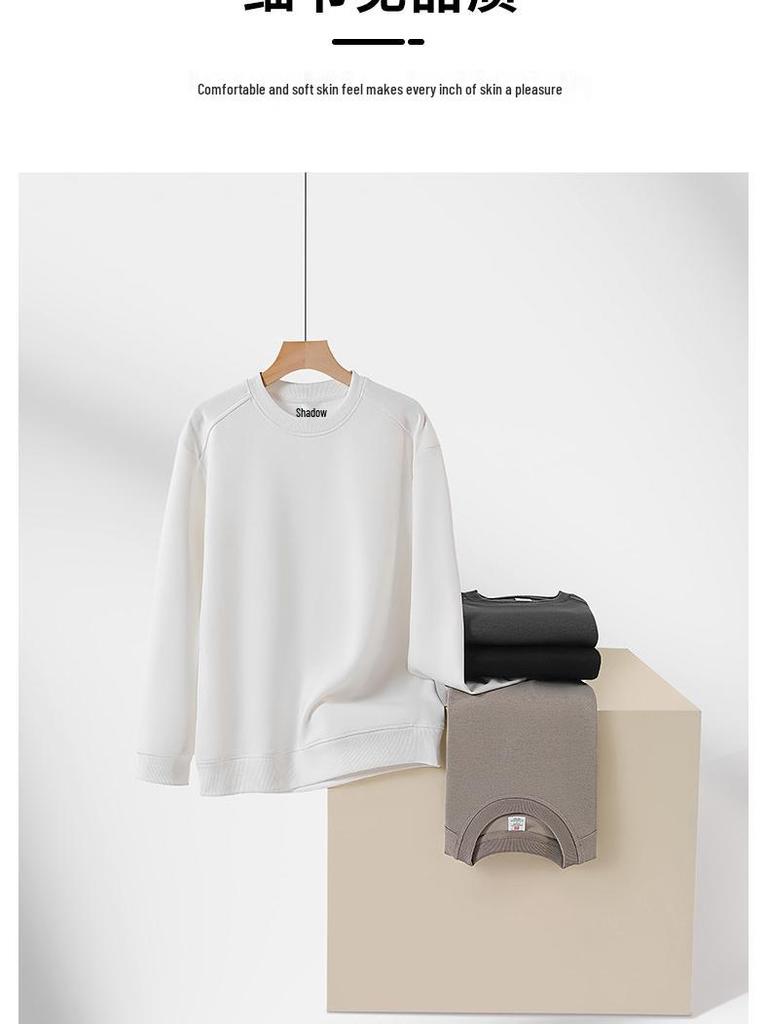 Schweres Baumwoll-Sweatshirt mit Rundhalsausschnitt, 300g - Herbst/Winter, Unifarben, Vielseitig, Lockere Passform, Bequem, Langarm.