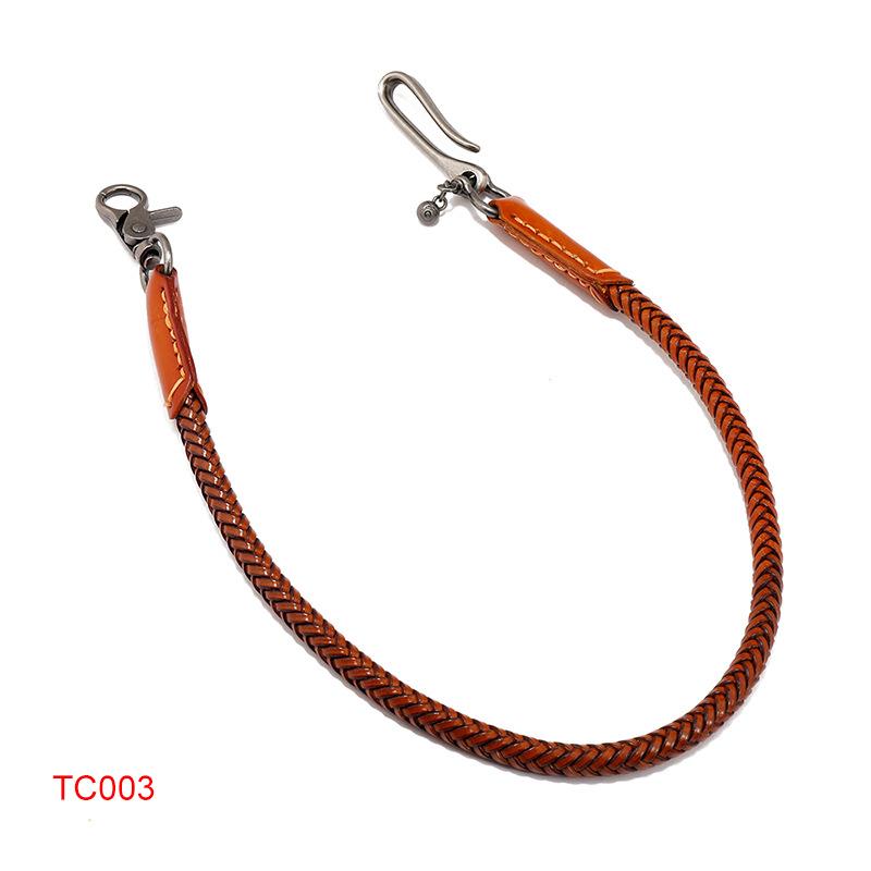 Klassieke Punk Stijl Echt Leer Biker Sleutelhanger Jeans Ketting Handgemaakte Portemonnee Ketting Taille Ketting Heren Rock Kleding Accessoires brown