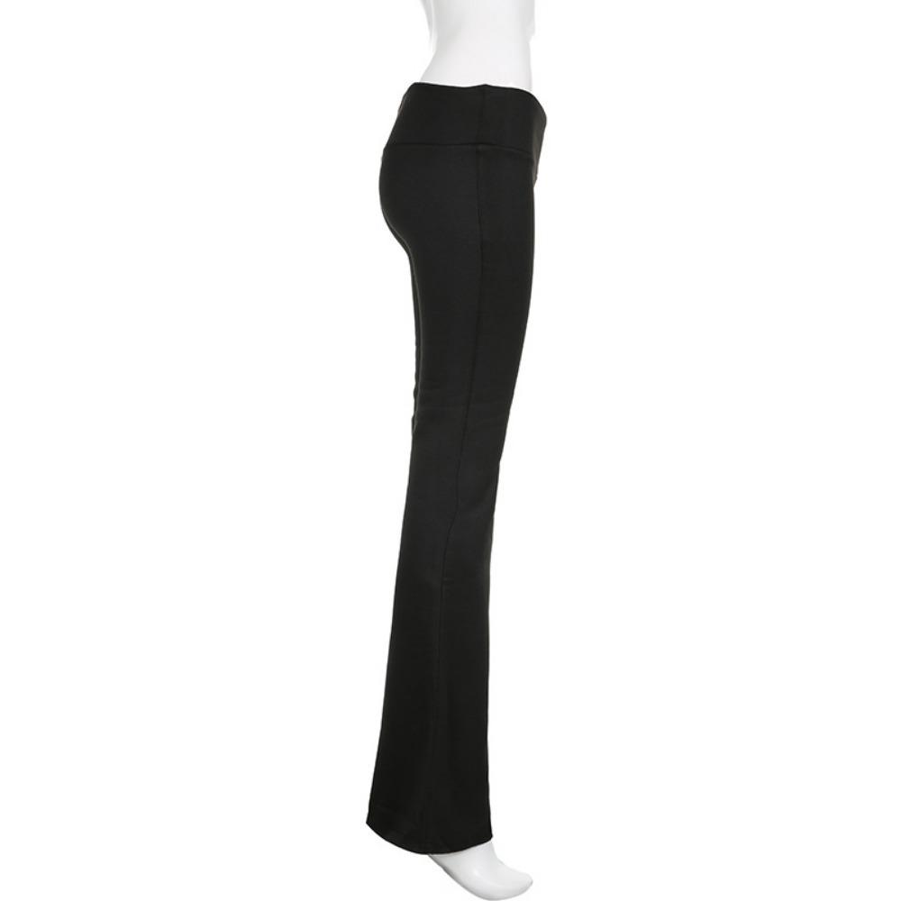 Sexy základní jednobarevné kalhoty slim s nízkým pasem, kalhoty s boot cutem, ležérní dámské kalhoty, podzim/jaro 2024, módní streetwear, dámské