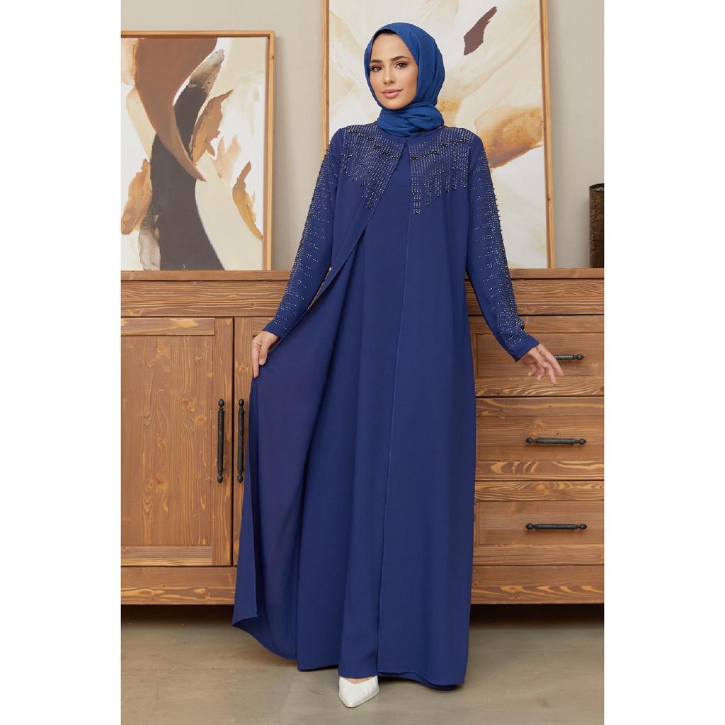 Serra-Abendkleid in großen Größen – Indigo