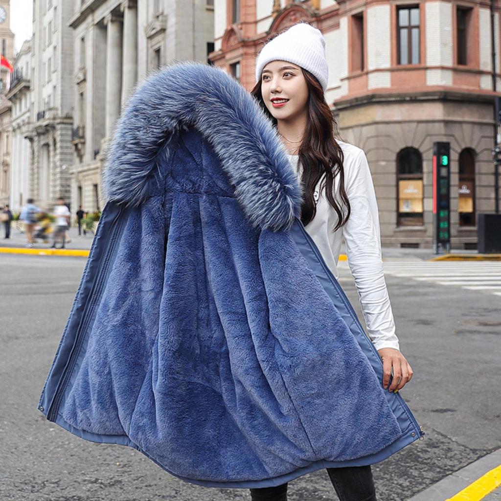 Fall Winter Women's Mid-length Thickened Parka, Loose Warm Plus Size Cold-proof Cotton Coat, Korean Fashion Outerwear