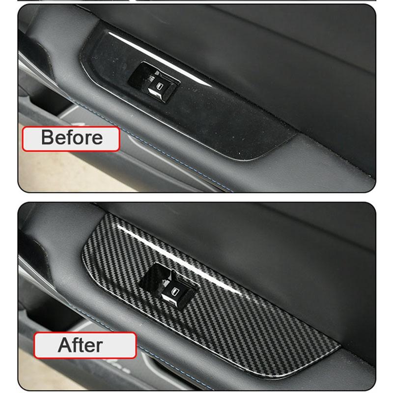 For MG 4 MG4 EV Mulan  Car Window Control Lift Switch Panel Cover Trim Decoration Accessories - ABS Carbon Fiber LHD