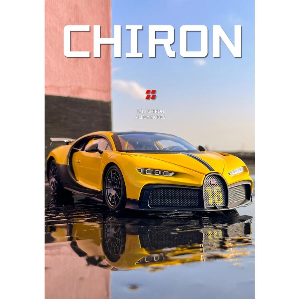 Modellino Auto Giocattolo in Lega Bugatti Chiron Supercar 1/18 Die-cast Metallico Colata Suono e Luci Giocattoli Auto per Bambini Veicolo