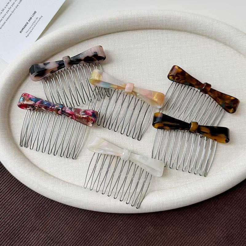 Elegant Japanese & Korean Style Acetate Bow Hair Comb for Women
