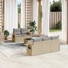 Vidaxl 6-Cz. Gartenmöbel-Set mit Kissen, Beige, Polyrattan