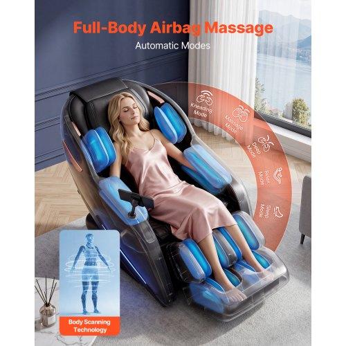VEVOR Massage Chair, 3D Zero-Gravity Full Body Massage Chair with Extendable Footrest, Automatic Modes, Airbags, Waist & Leg Heating