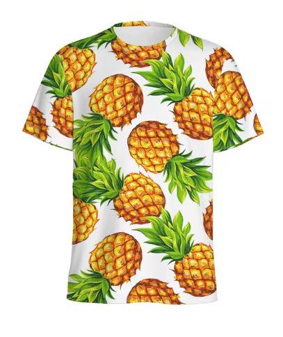 Tropical 3D Printed Pineapple T-Shirt Boys Summer Hawaiian Fruit Pattern T-Shirt Vacation Beach Short Sleeve