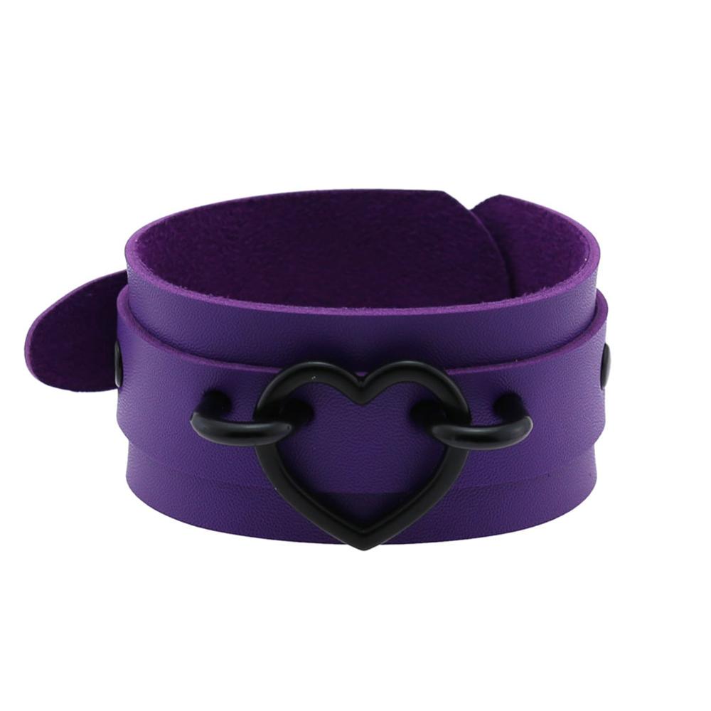 Ganz schwarzes Punk-Herz Armband Damen Herren Leder Armband Armreif Goth Schmuck Gothic Emo Armbänder Cosplay Accessoires blue