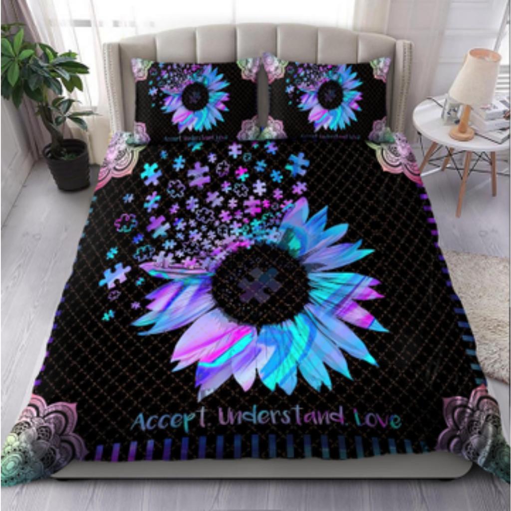 Quilt Bettbezug Set Hippie Symbole mit Liebe Bettwäschebezug Heimtextilien