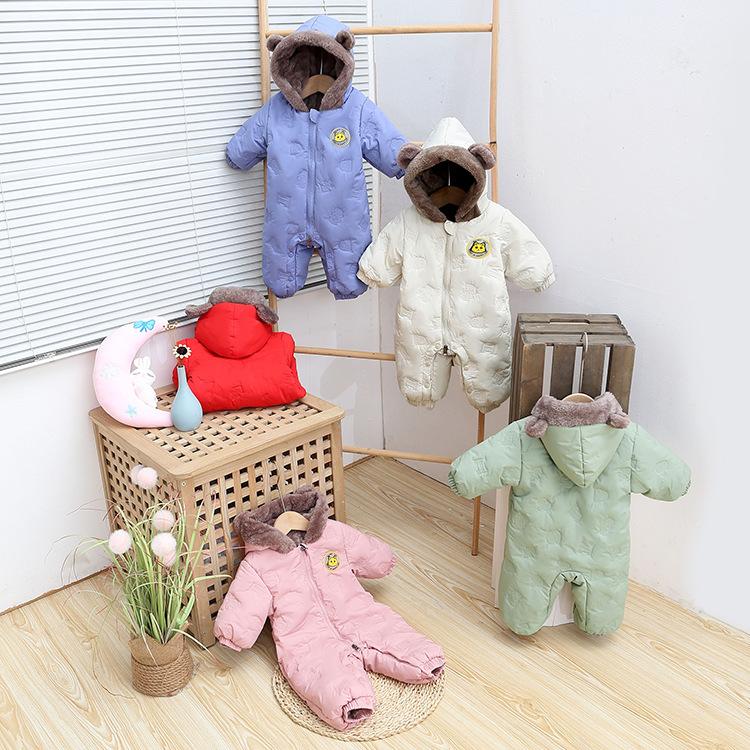 Newborn Men's and Women's Padded and Thickened Warm Hooded Bodysuits - Comfortable and Cute Style Fashion Trend