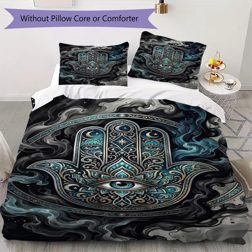 Hand of Fatima Pattern Bedding Uilt Set Uilt Cover Pillowcase Home Decoration Birthday Gift (1 * Duvet Cover + 2 * Pillowcase  Without Core)96