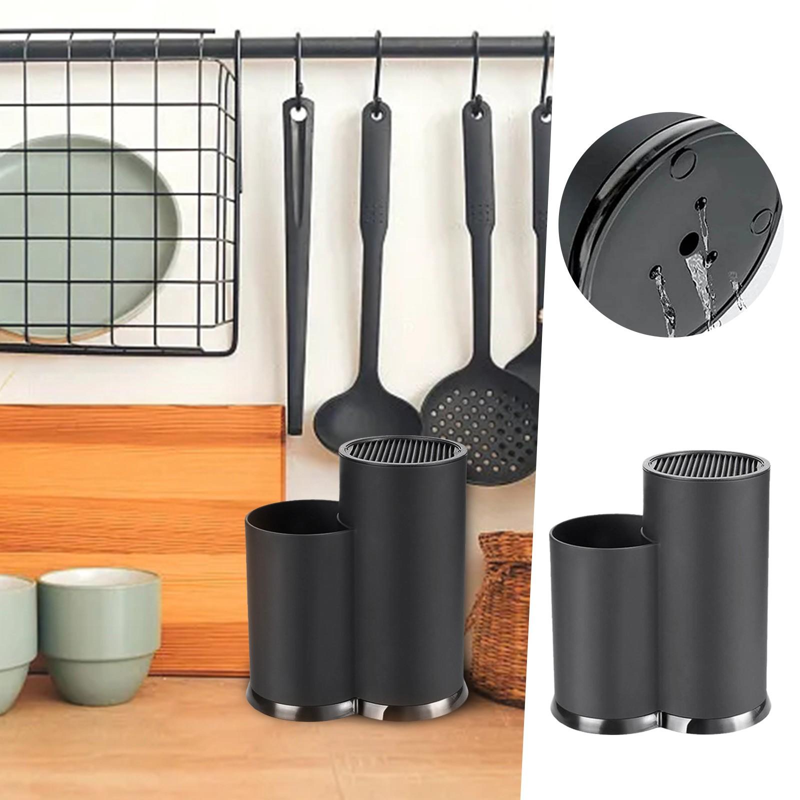 

Holder And Utensil Holder Plastics Universal Block For Countertop Space Saving Kitchen Flatware Utensils Organizer Rack Edge One Size чёрный